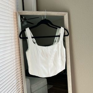 Abercrombie White Corset-like Crop Top Tank